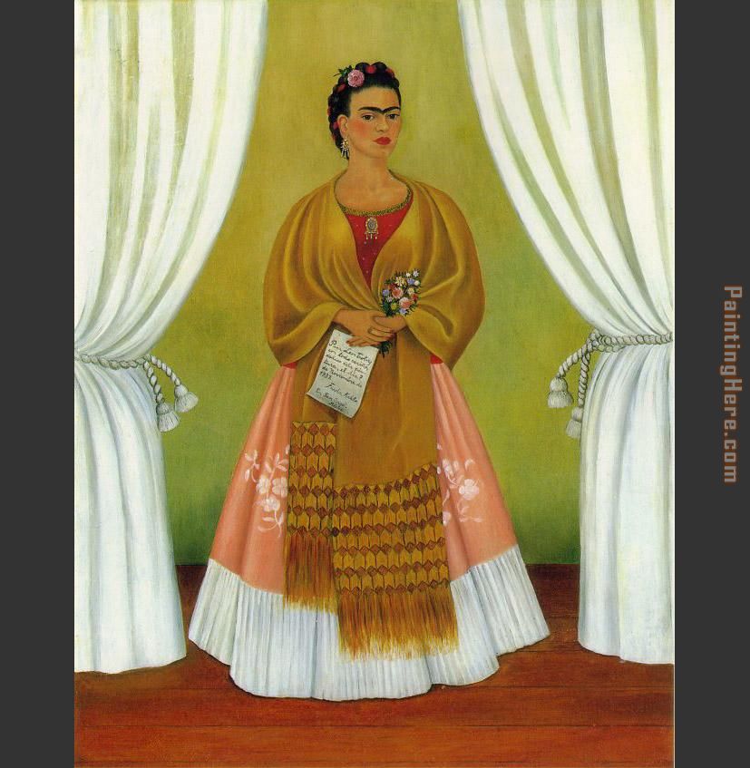 Self Portrait Dedicated to Leon Trotsky Between the Curtains painting - Frida Kahlo Self Portrait Dedicated to Leon Trotsky Between the Curtains art painting